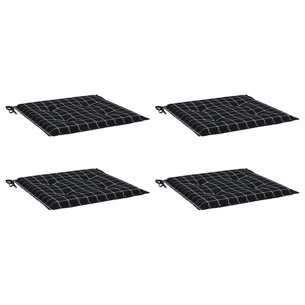 vidaXL Μαξιλάρια Καρέκλας 4 τεμ. Μαύρο Καρό 50 x 50 x 3 εκ. Υφασμάτινα