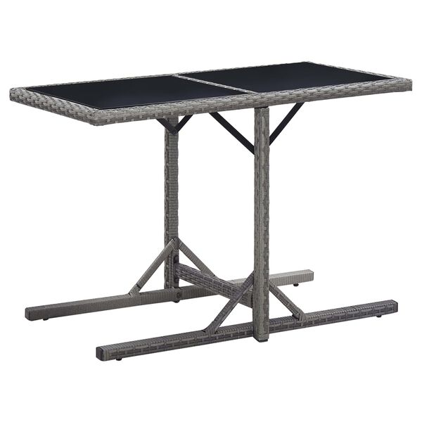 vidaXL Τραπέζι Κήπου Ανθρακί 110x53x72 εκ. Γυάλινο και Συνθετικό ρατάν