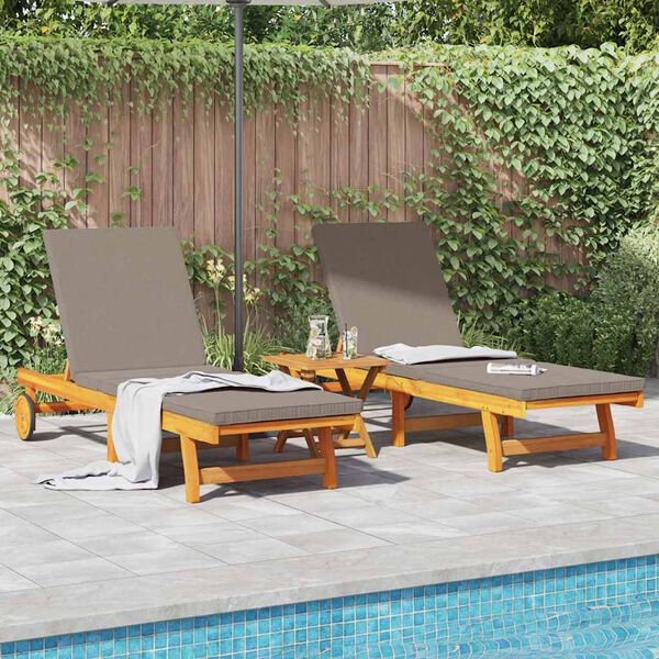 vidaXL Ξαπλώστρα 2 pcs Καφέ 63 x 199 x 85 εκ. Μασίφ ξύλο ακακίας