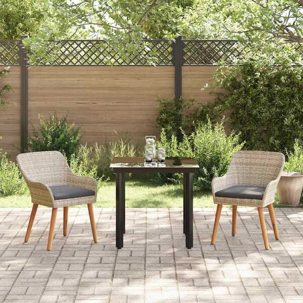 vidaXL Σετ τραπεζαρίας 3 pcs Ανοιχτό γκρι Πολυ ράταν