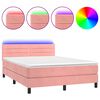 vidaXL &Kappa;&rho;&epsilon;&beta;ά&tau;&iota; Boxspring &mu;&epsilon; &Sigma;&tau;&rho;ώ&mu;&alpha; & LED &Rho;&omicron;&zeta; 140x190 &epsilon;&kappa;. &Beta;&epsilon;&lambda;&omicron;ύ&delta;&iota;&nu;&omicron;