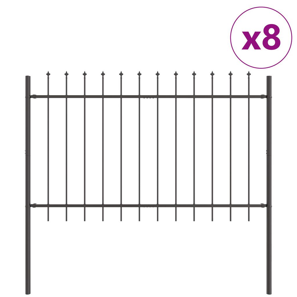 Περίφραξη κήπου vidaXL με αιχμές, Γκρι, 13,6x1,2 μ, Χάλυβας