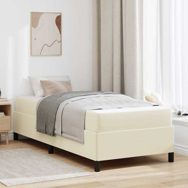 vidaXL Σκελετός κρεβατιού με στρώμα Κρεμ 100 x 200 cm Τεχνητό δέρμα