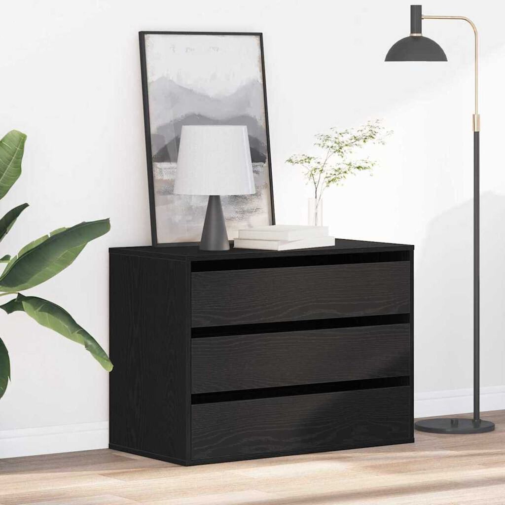 vidaXL Κουτί με Συρτάρια με συρτάρι Μαύρη δρυς 80 x 41 x 58 εκ.