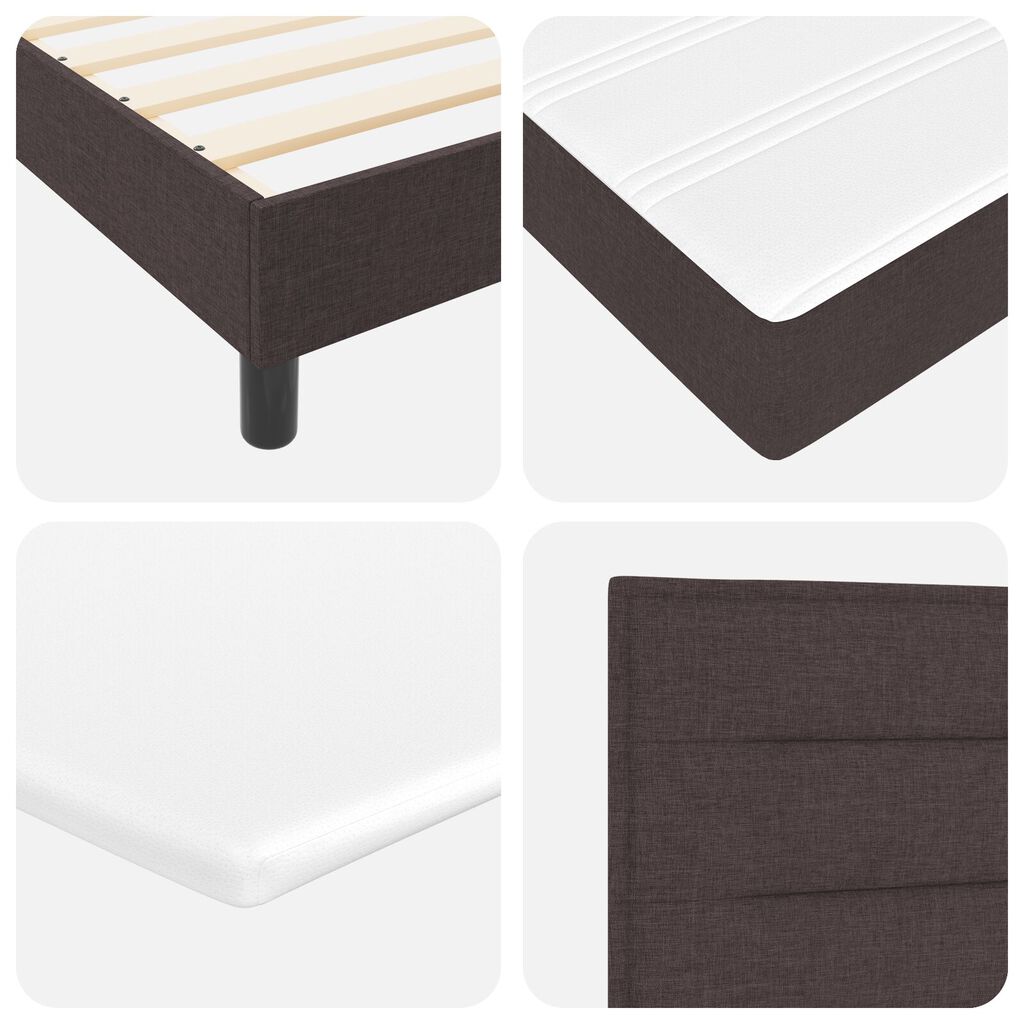 vidaXL Κρεβάτι Box Spring με Στρώμα & LED Σκούρο Καφέ 140x200 εκ Υφασμάτινο