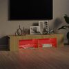 vidaXL Έπιπλο Τηλεόρασης με LED Sonoma Δρυς 135x39x30 εκ.
