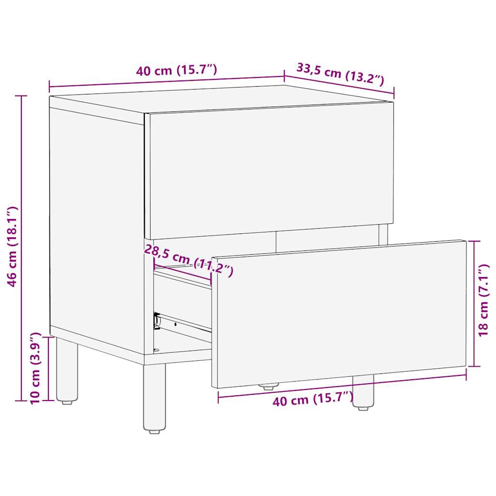 vidaXL Ντουλάπια κρεβατιού 2 τεμάχια Μαύρο 40x33,5x46 cm