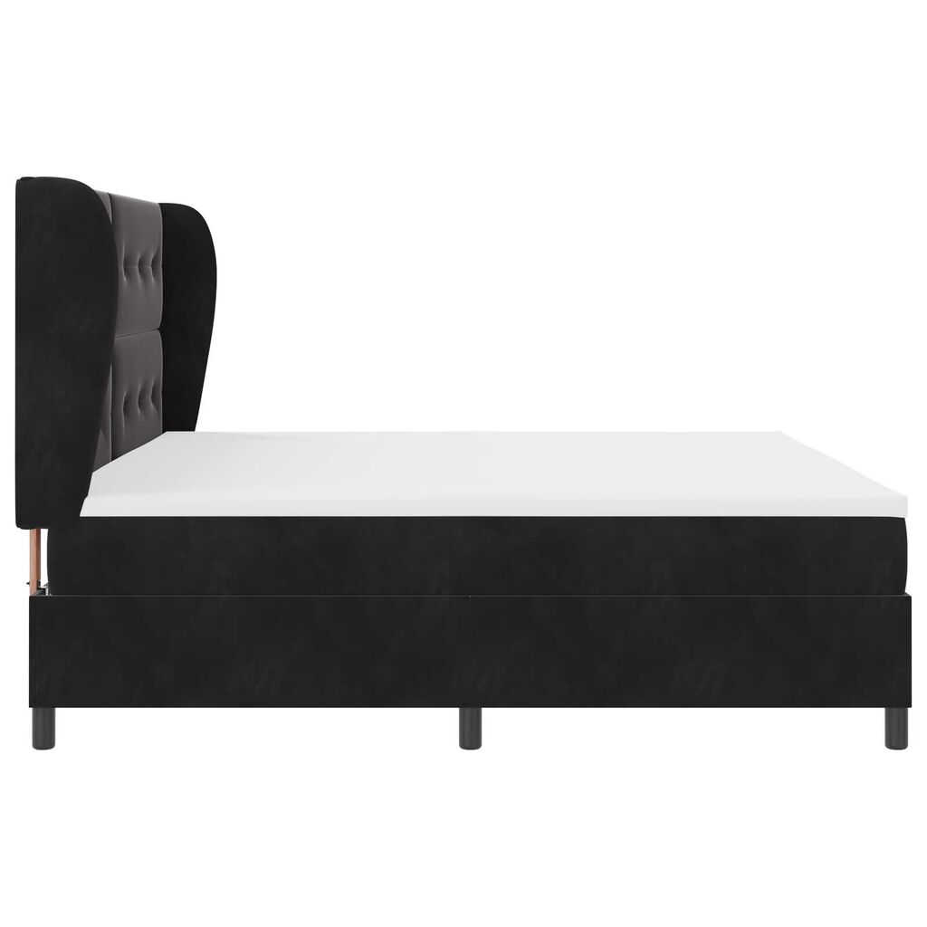 vidaXL Κρεβάτι με ελατήρια με στρώμα Μαύρο 200 x 200 cm Βελούδο