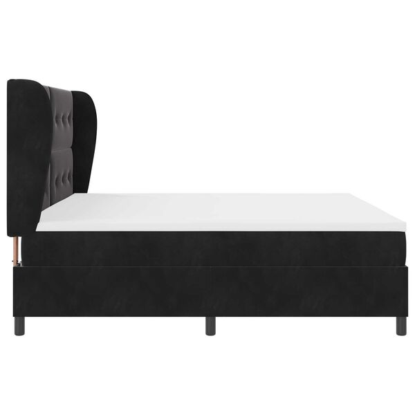 vidaXL Κρεβάτι με ελατήρια με στρώμα Μαύρο 200 x 200 cm Βελούδο