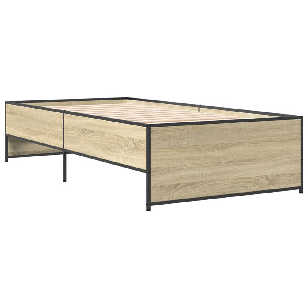 vidaXL Πλαίσιο Κρεβατιού Sonoma Δρυς 90x200 εκ. Επεξ. Ξύλο & Μέταλλο