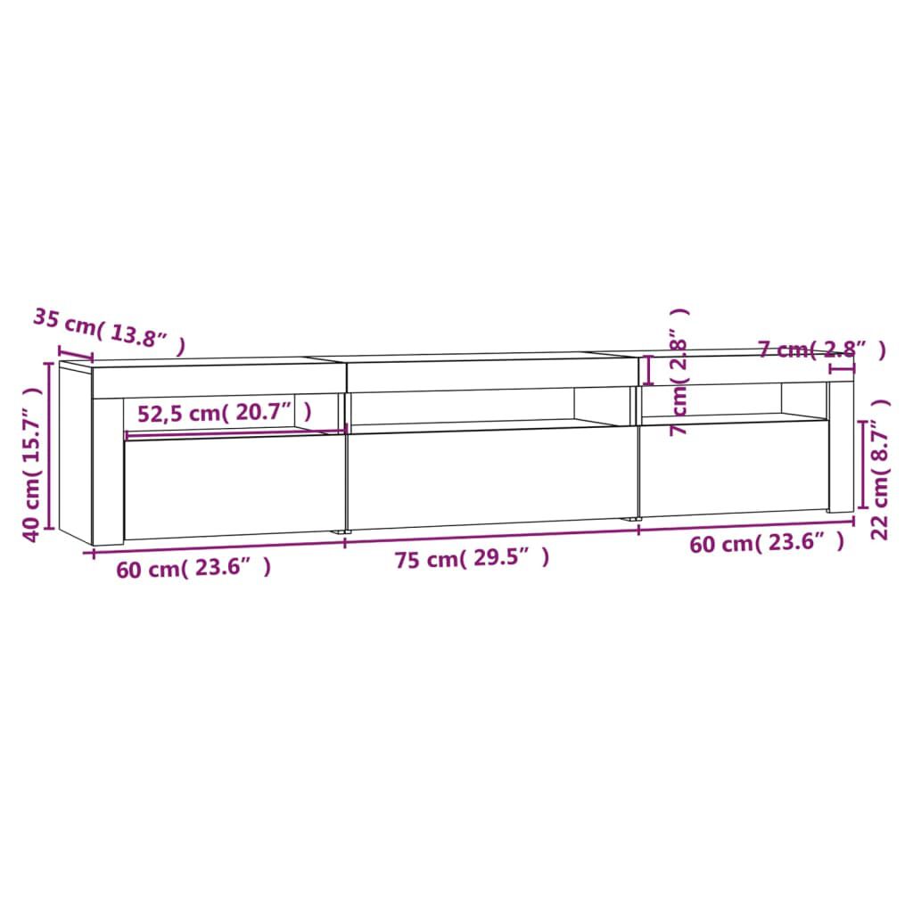 vidaXL Έπιπλο Τηλεόρασης με LED Sonoma Δρυς 195x35x40 εκ.