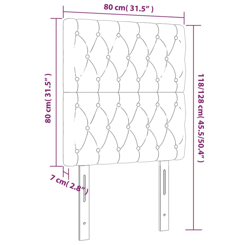 vidaXL Κεφαλάρι Κρεβατιού LED Σκούρο Καφέ 80x7x118/128εκ. Υφασμάτινο