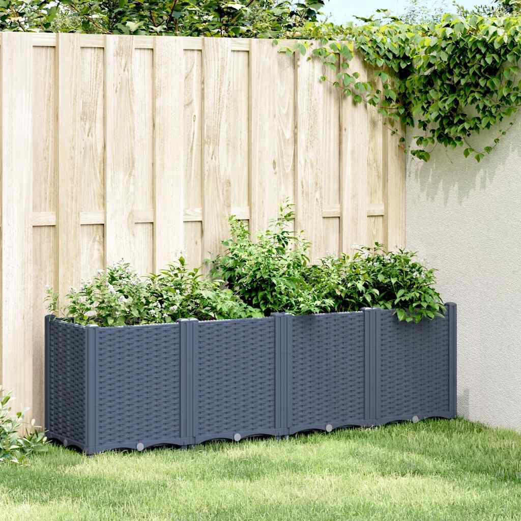 vidaXL Ζαρντινιέρα Κήπου Γκρι 160x40x53 εκ. Πολυπροπυλένιο