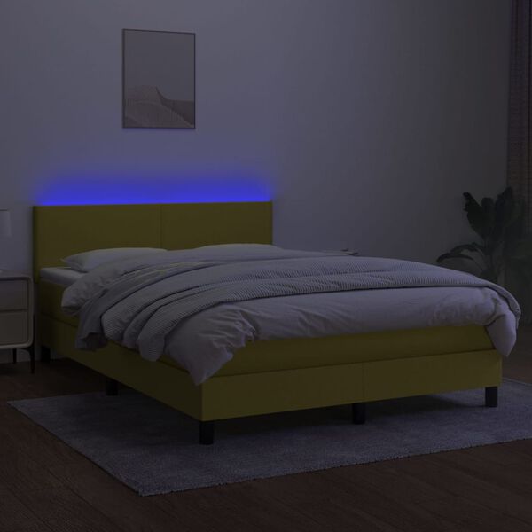 vidaXL &Kappa;&rho;&epsilon;&beta;ά&tau;&iota; Boxspring &mu;&epsilon; &Sigma;&tau;&rho;ώ&mu;&alpha; & LED &Pi;&rho;ά&sigma;&iota;&nu;&omicron; 140x190 &epsilon;&kappa; &Upsilon;&phi;&alpha;&sigma;&mu;ά&tau;&iota;&nu;&omicron;