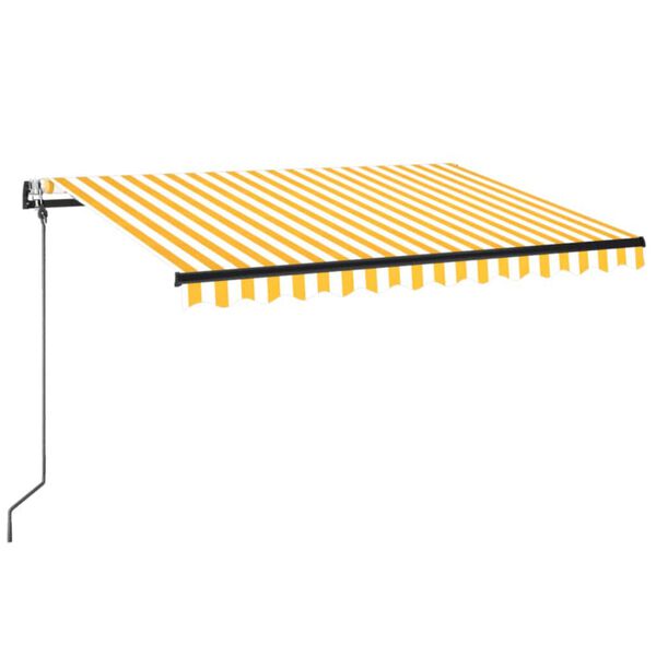 vidaXL Τέντα Αυτόματη με LED & Αισθ. Ανέμου Κίτρινο/Λευκό 350x250 εκ.