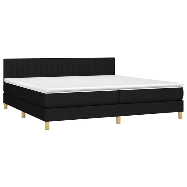 vidaXL Κρεβάτι Boxspring με Στρώμα Μαύρο 200x200 εκ. Υφασμάτινο