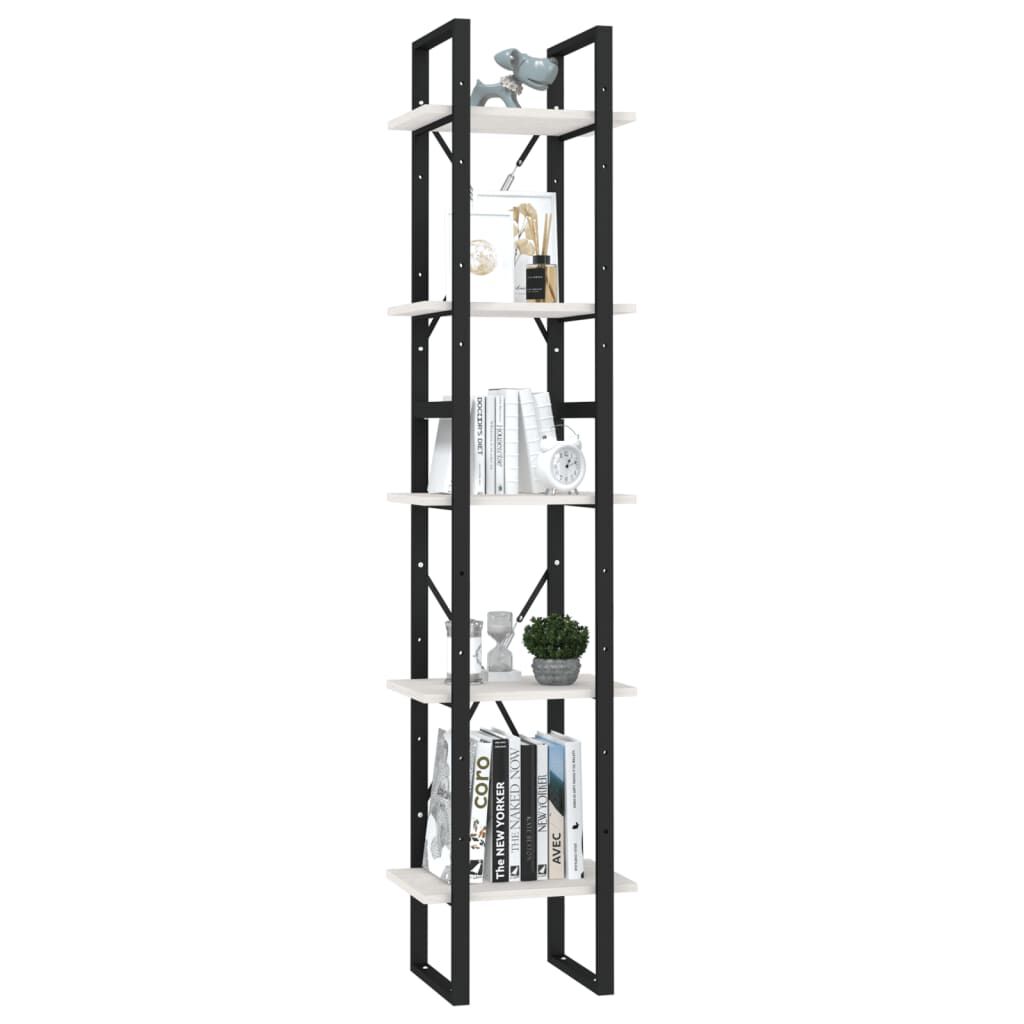 vidaXL Βιβλιοθήκη με 5 Ράφια Λευκή 40 x 30 x 175 εκ. από Ξύλο Πεύκου
