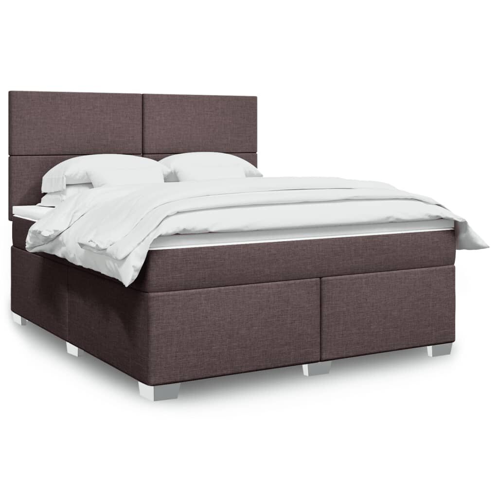 vidaXL Κρεβάτι Boxspring με Στρώμα Σκούρο Καφέ 180x200 εκ Υφασμάτινο