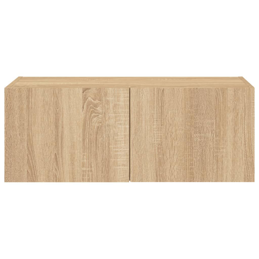 vidaXL Έπιπλο Τοίχου Τηλεόρασης με LED Sonoma Δρυς 80x35x31 εκ.