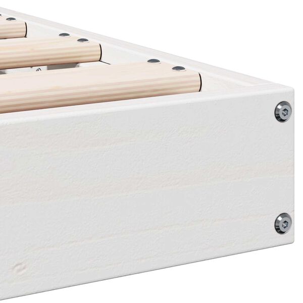vidaXL Κρεβάτι δαπέδου Λευκό 80 x 210 cm Μασίφ ξύλο πεύκου
