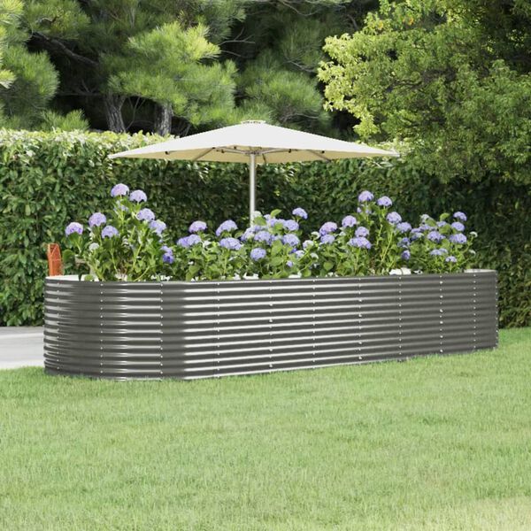 vidaXL Ζαρντινιέρα Γκρι 367x140x68 εκ. Ατσάλι με Ηλεκτρ. Βαφή Πούδρας