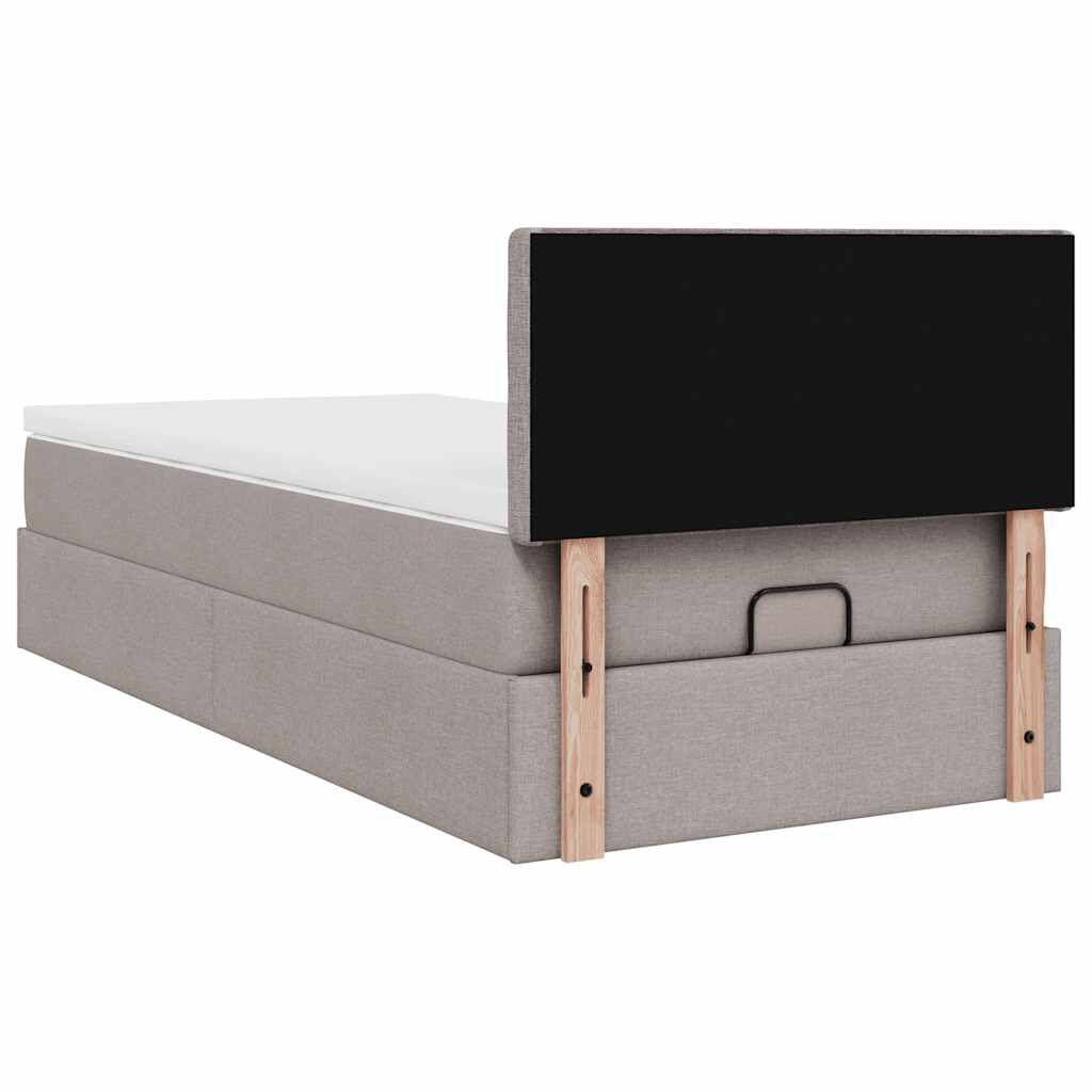 vidaXL Οθωμανικό κρεβάτι με στρώμα & LEDs Taupe 100x200 cm Ύφασμα