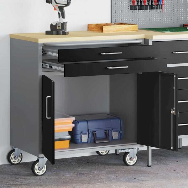 vidaXL Εργαστήριο με συρτάρι Μαύρο και γκρι 75 x 45 x 85 εκ.