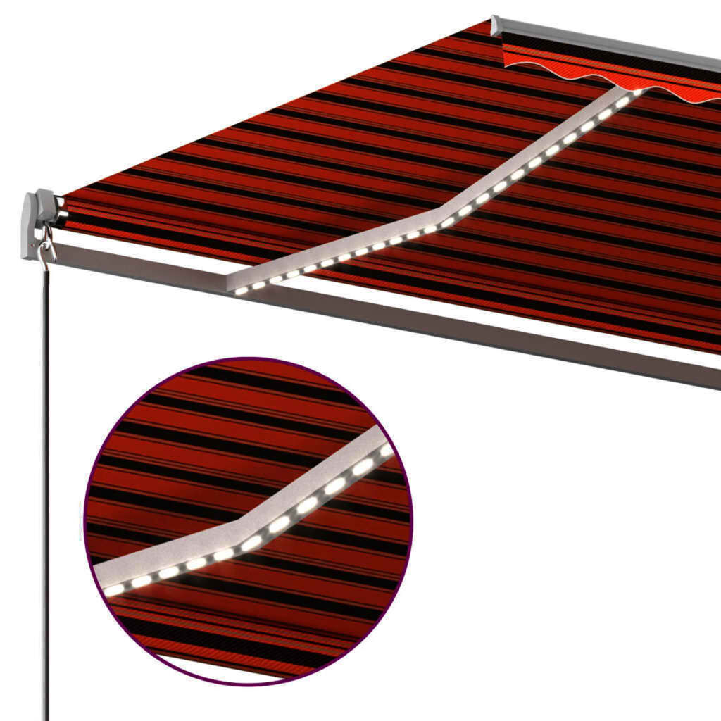 vidaXL Τέντα Αυτόματη με LED&Αισθητ. Ανέμου Πορτοκαλί/Καφέ 450x350 εκ.