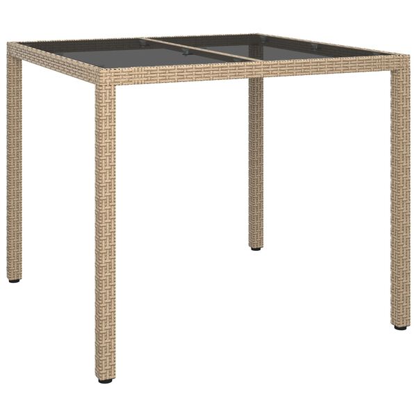 vidaXL Τραπέζι Κήπου για Φαγητό Μπεζ 90 x 90 x 75 cm Πολυ ράταν