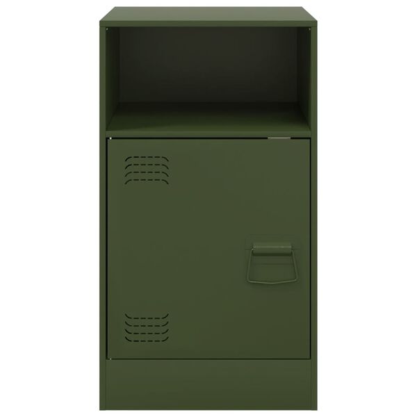 vidaXL Κομοδίνο Πράσινο Λαδί 34,5x39x62 εκ. από Χάλυβα
