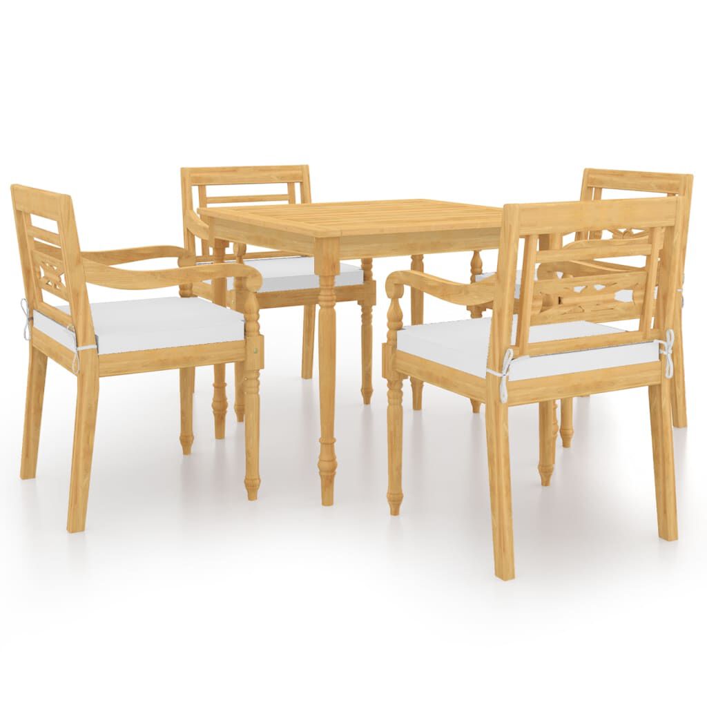 vidaXL Σετ Τραπεζαρίας Κήπου 5 τεμ. από Μασίφ Ξύλο Teak με Μαξιλάρια