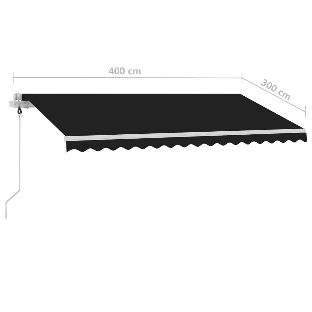vidaXL Τέντα Αυτόματη με LED & Αισθητήρα Ανέμου Ανθρακί 400x300 εκ.