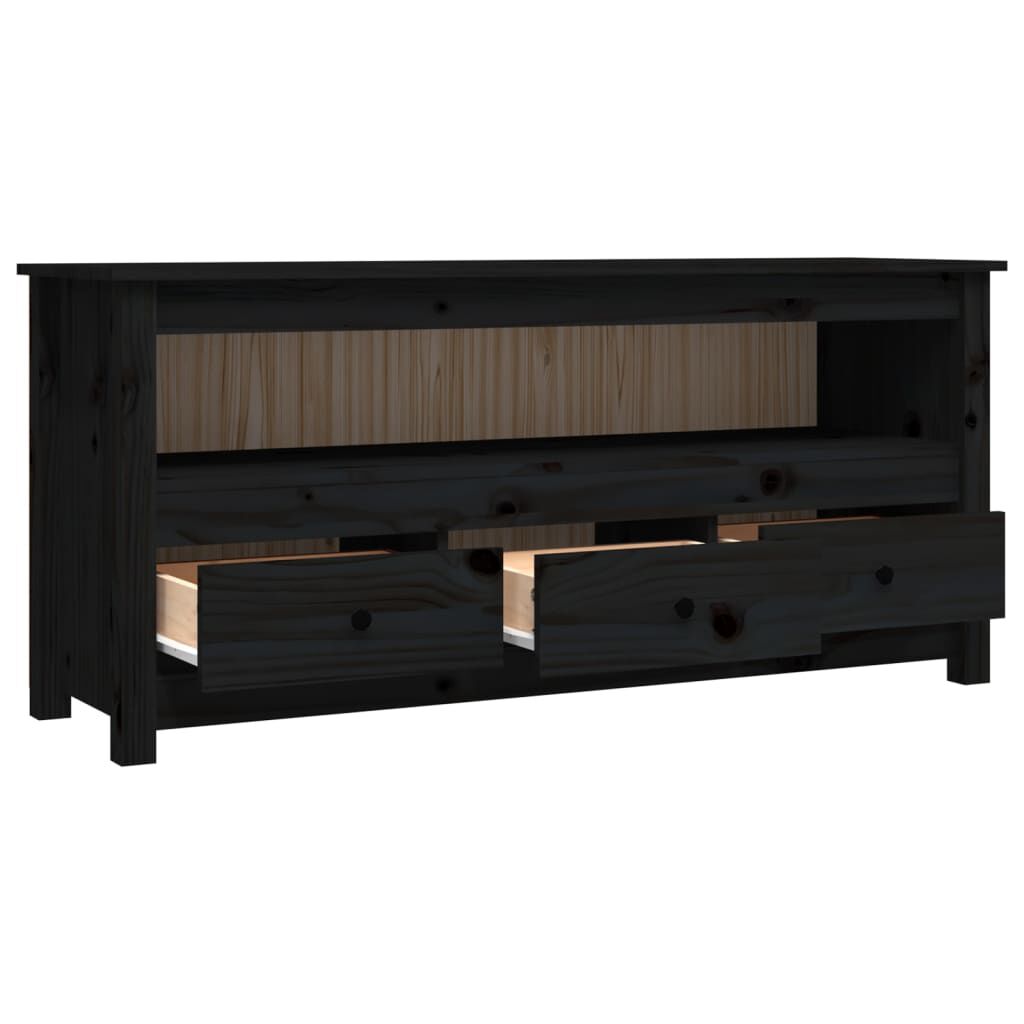 vidaXL Έπιπλο Τηλεόρασης Μαύρο 114 x 35 x 52 εκ. από Μασίφ Ξύλο Πεύκου