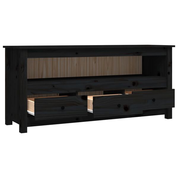 vidaXL Έπιπλο Τηλεόρασης Μαύρο 114 x 35 x 52 εκ. από Μασίφ Ξύλο Πεύκου