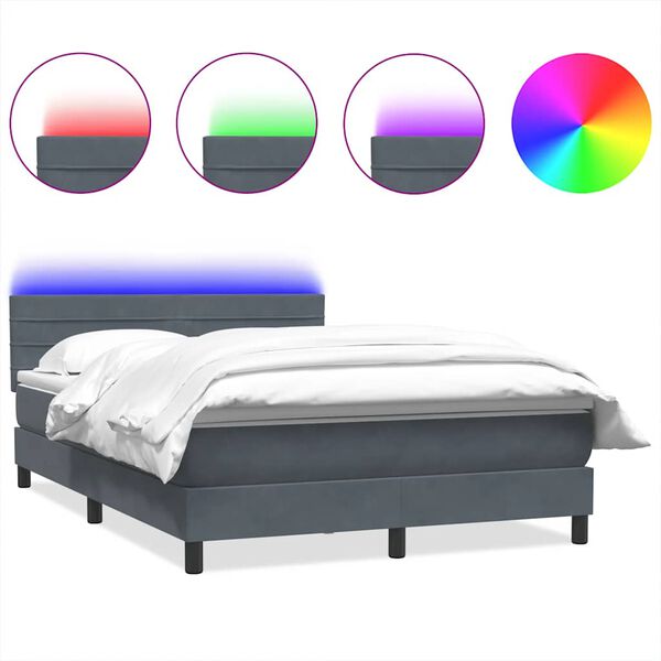 vidaXL &Kappa;&rho;&epsilon;&beta;ά&tau;&iota; Boxspring &mu;&epsilon; &Sigma;&tau;&rho;ώ&mu;&alpha; & LED &Sigma;&kappa;&omicron;ύ&rho;&omicron; &gamma;&kappa;&rho;&iota; 160x220 cm &Beta;&epsilon;&lambda;&omicron;ύ&delta;&iota;&nu;&omicron;