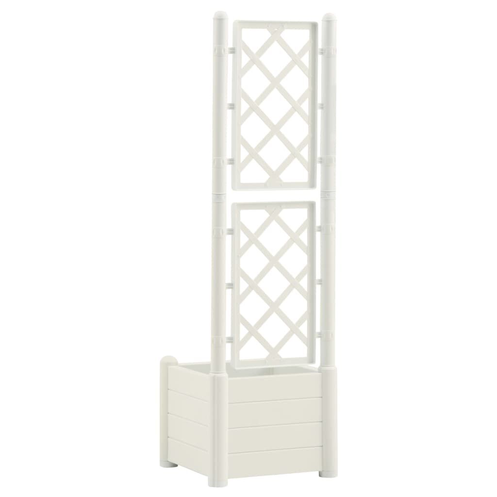 vidaXL Ζαρντινιέρα Κήπου με Καφασωτό Λευκή 43x43x142 εκ Πολυπροπυλένιο