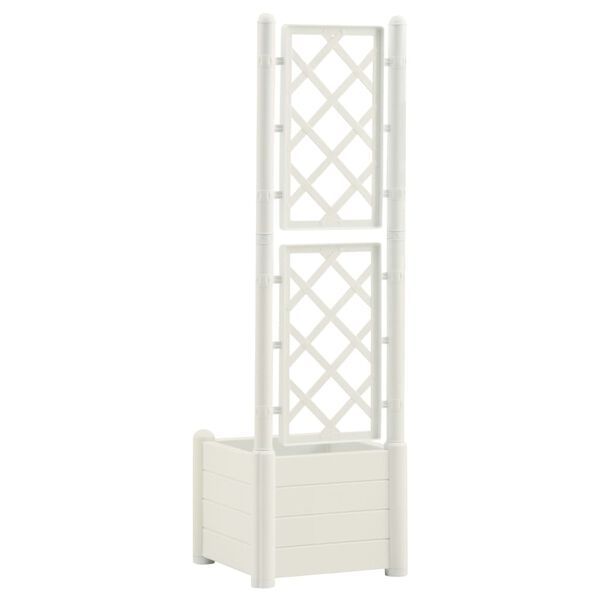 vidaXL Ζαρντινιέρα Κήπου με Καφασωτό Λευκή 43x43x142 εκ Πολυπροπυλένιο