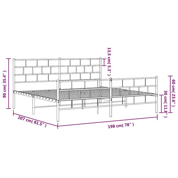 vidaXL Πλαίσιο Κρεβατιού με Κεφαλάρι&Ποδαρικό Λευκό 193x203εκ. Μέταλλο
