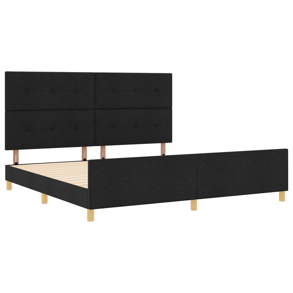 vidaXL Σκελετός Κρεβατιού με κεφαλάρι Μαύρο 200 x 200 cm ύφασμα