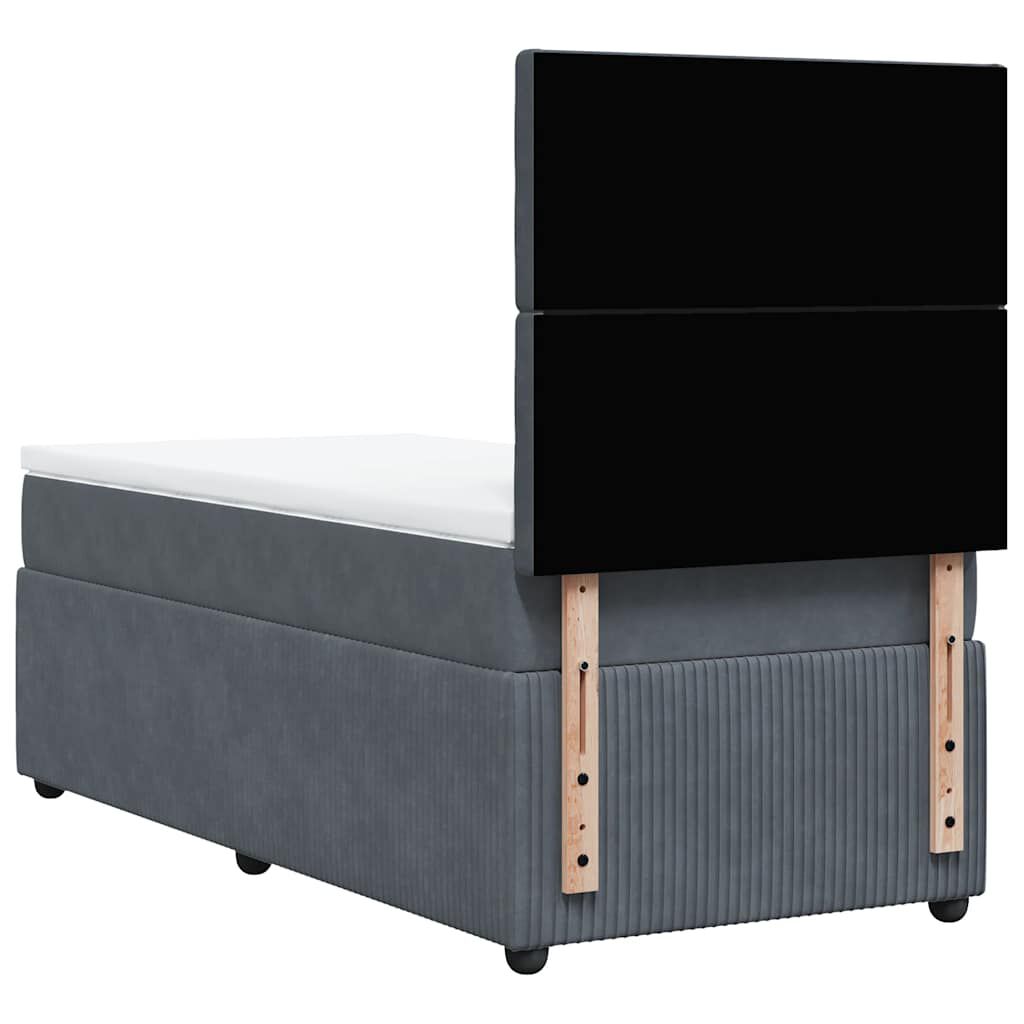 vidaXL Κρεβάτι Boxspring με Στρώμα Σκούρο Γκρι 80x200 εκ. Βελούδινο