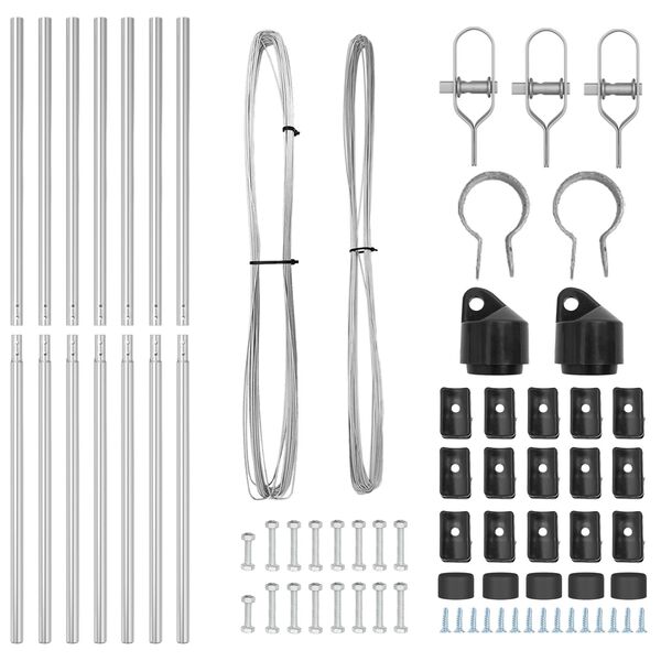vidaXL Πό posts φράχτη 7 pcs Ασημί Ø32mm 190 εκ Γαλβανισμένος χάλυβας