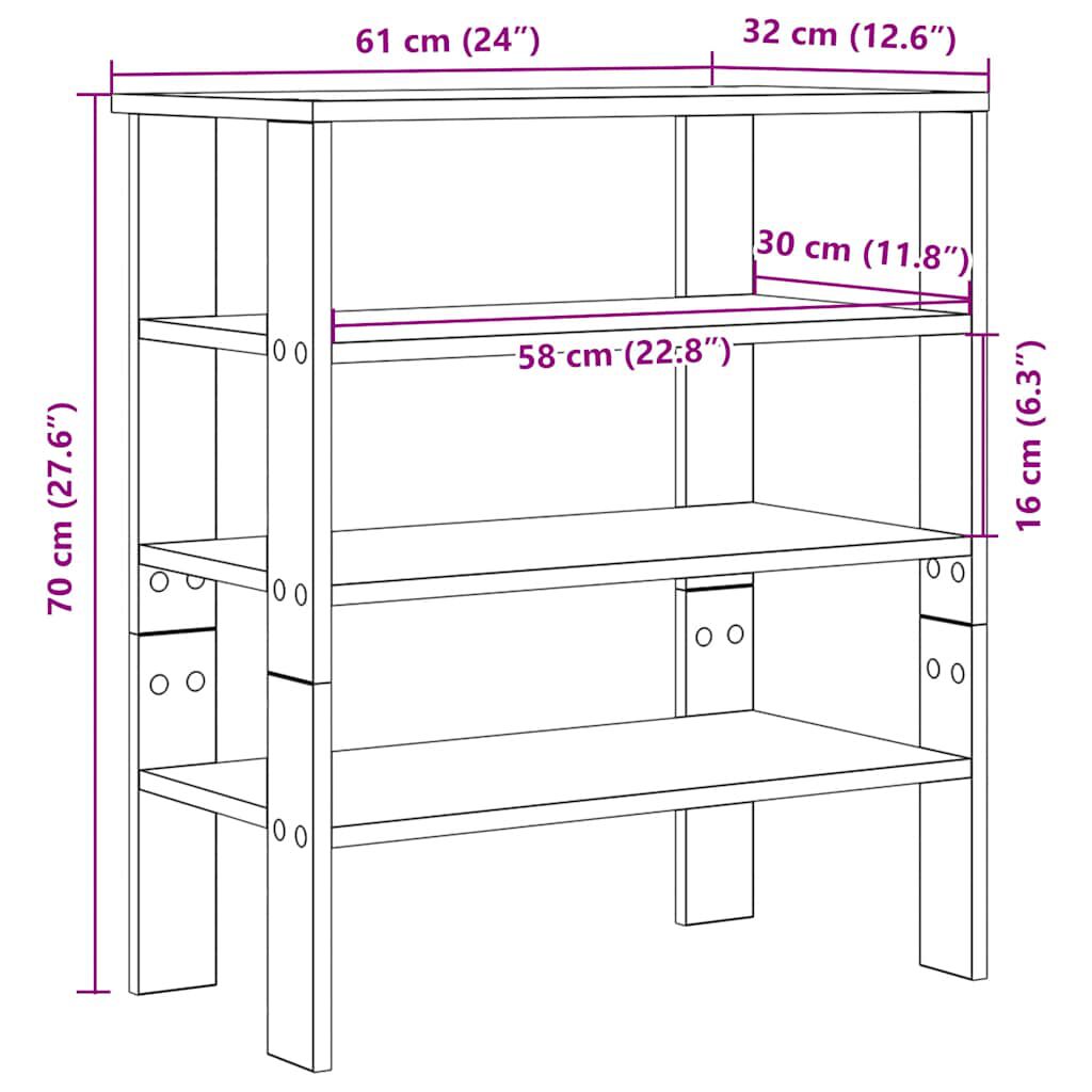 Ράφι παπουτσιών vidaXL Γκρι Sonoma 61x32x70 cm Κατασκευασμένο ξύλο