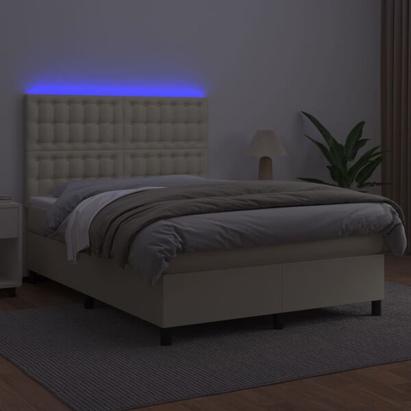 vidaXL &Kappa;&rho;&epsilon;&beta;ά&tau;&iota; Boxspring &mu;&epsilon; &Sigma;&tau;&rho;ώ&mu;&alpha; & LED &Kappa;&rho;&epsilon;&mu; 140x190 &epsilon;&kappa;. &Sigma;&upsilon;&nu;&theta;. &Delta;έ&rho;&mu;&alpha;