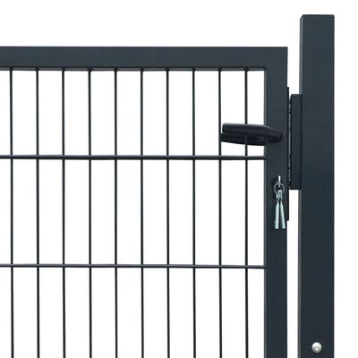 vidaXL Πόρτα Περίφραξης (Μονή) Γκρι Ανθρακί 106 x 130 εκ.