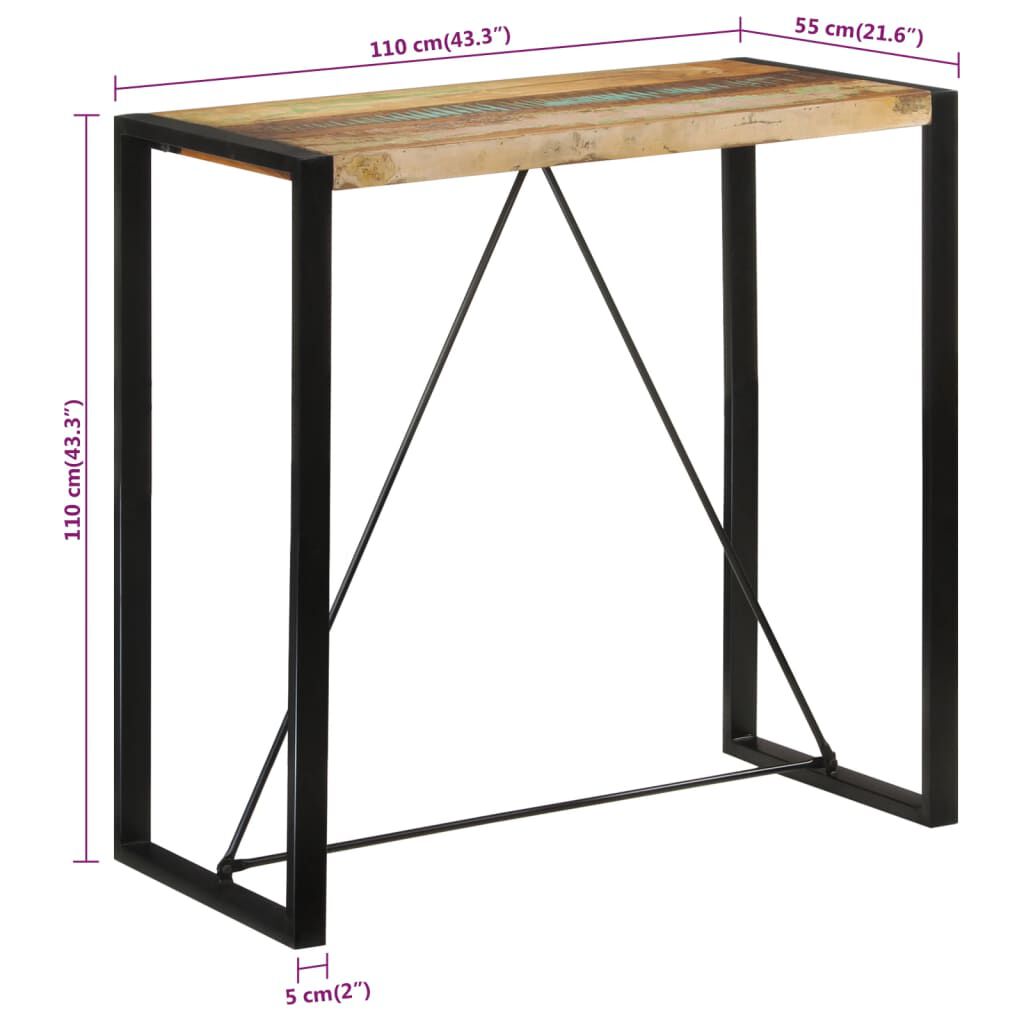 vidaXL Τραπέζι Μπαρ 110 x 55 x 110 εκ. από Μασίφ Ανακυκλωμένο Ξύλο