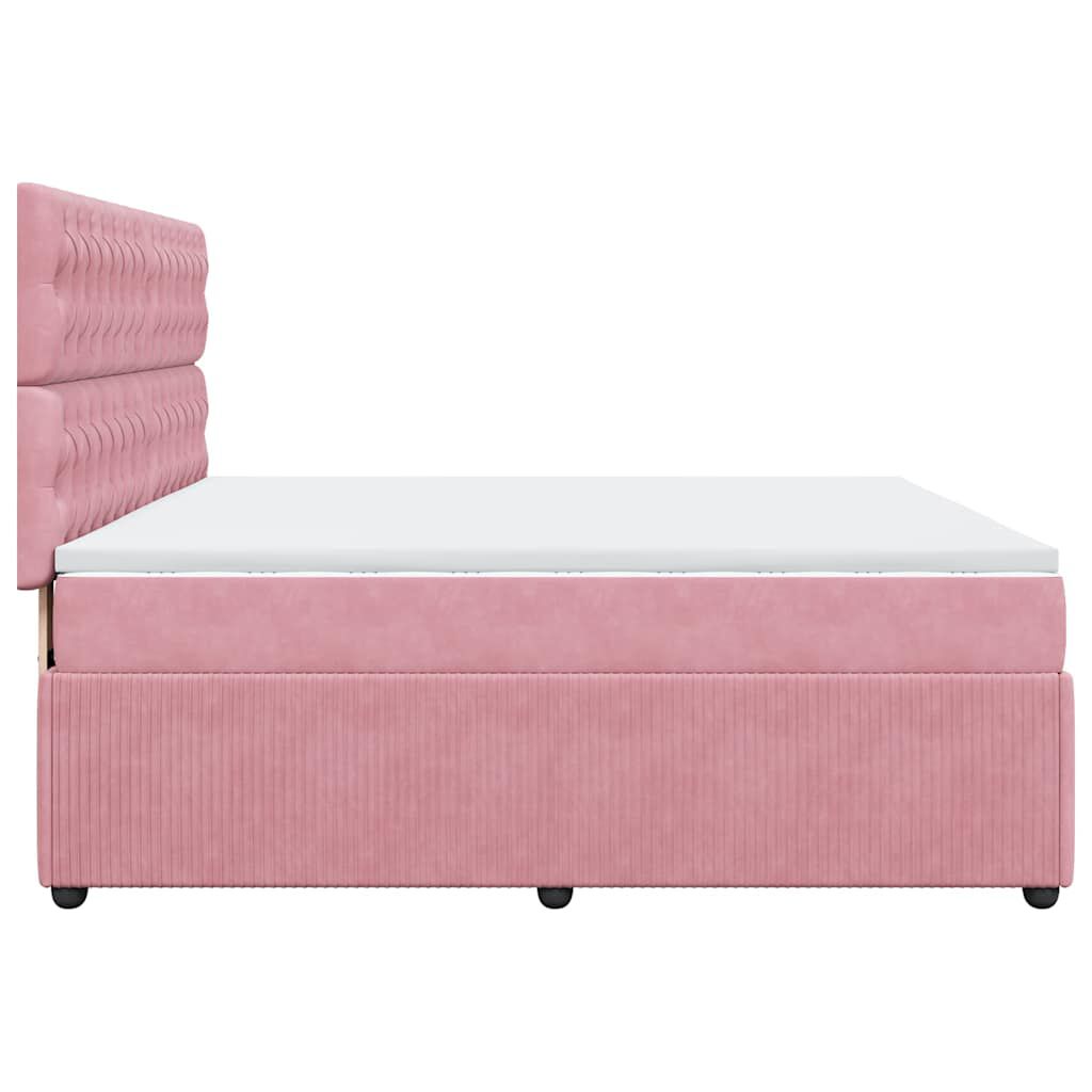 vidaXL Κρεβάτι Boxspring με Στρώμα Ροζ 180x200 εκ. Βελούδινο