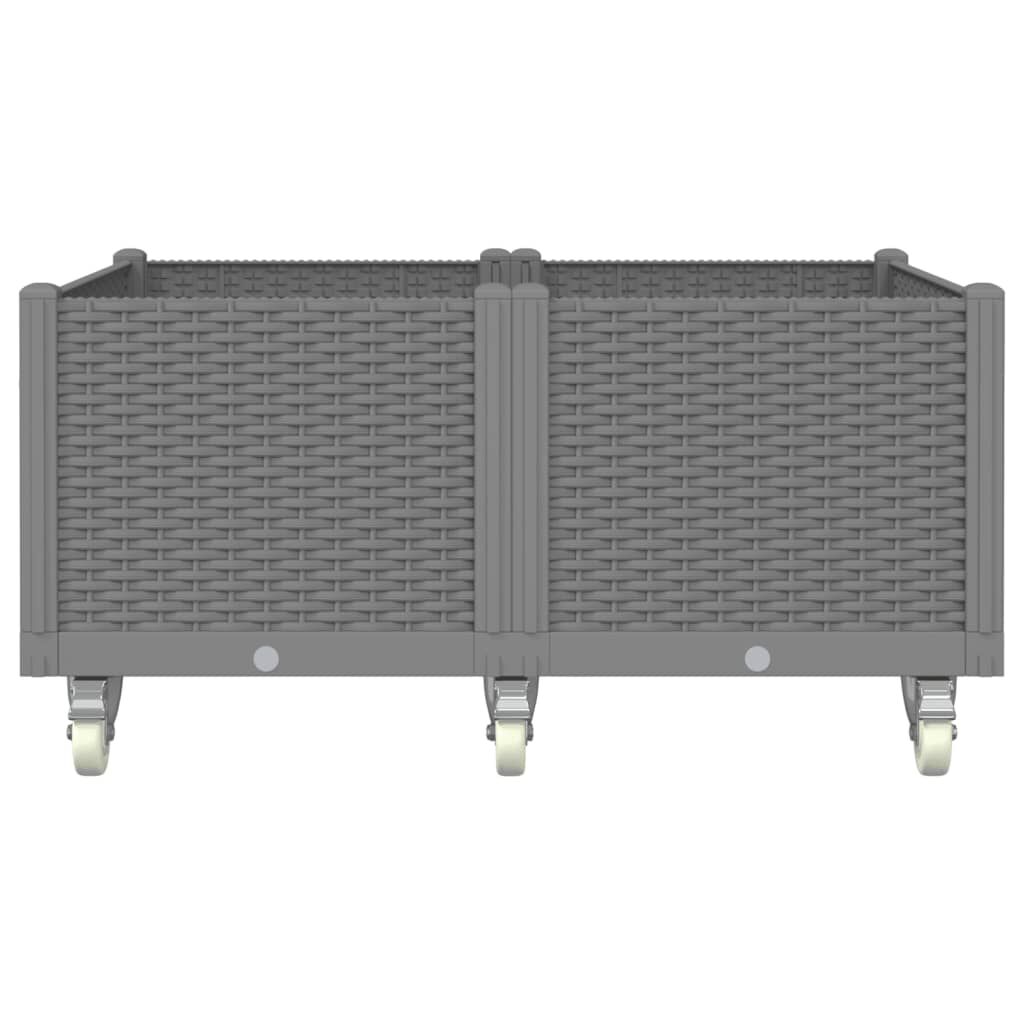 vidaXL Ζαρντινιέρα Κήπου με Ροδάκια Αν.Γκρι 100x80x54εκ Πολυπροπυλένιο