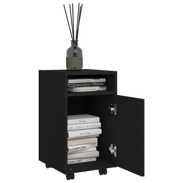 vidaXL Βοηθητικό Ντουλάπι με Τροχούς Μαύρο 33x38x60 εκ από Επεξ. Ξύλο