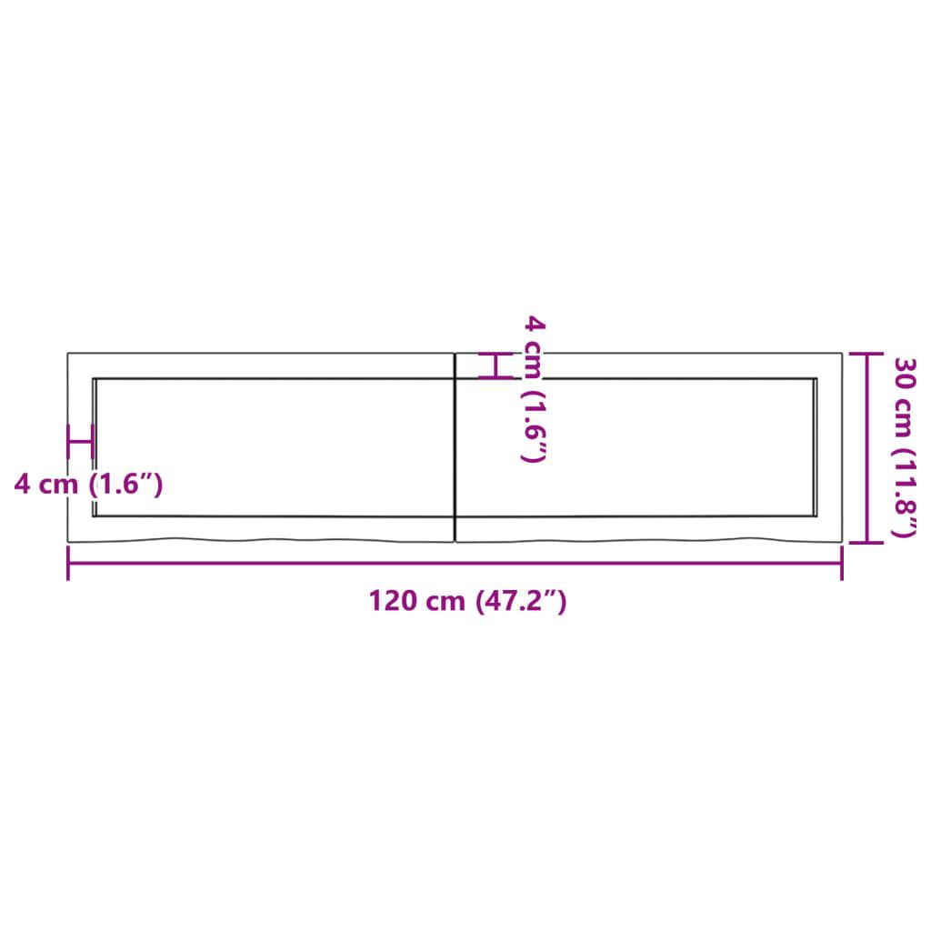 vidaXL Πάγκος Μπάνιου Αν. Καφέ 120x30x(2-4) εκ. Επεξεργ. Μασίφ Ξύλο