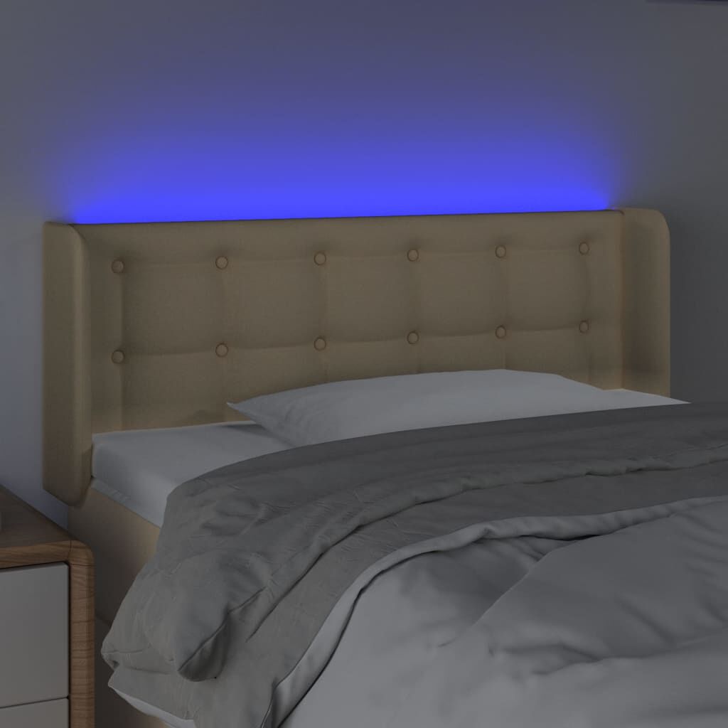 vidaXL Κεφαλάρι Κρεβατιού LED Κρεμ 83x16x78/88 εκ. Υφασμάτινο